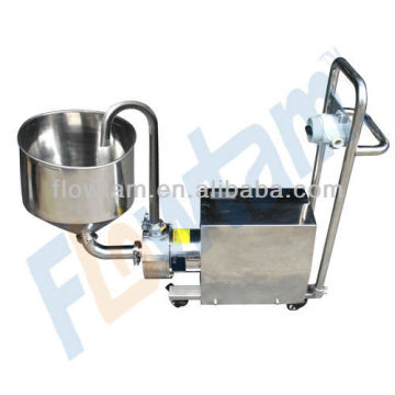 High speed shear pump with funnel and wheel cart